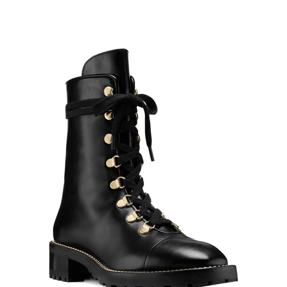 Stuart Weitzman Kolbie lace up black combat boots - Picture 2 of 9